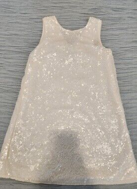 H&M White Sequin Dress with Black Bow